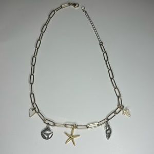 hand-made trendy paperclip chain vintage seashore unique charm necklace